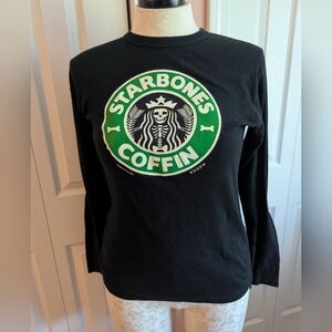 Vintage 2001 Skeletonart Long Sleeve Tee With Starbones Coffin Decal Size L